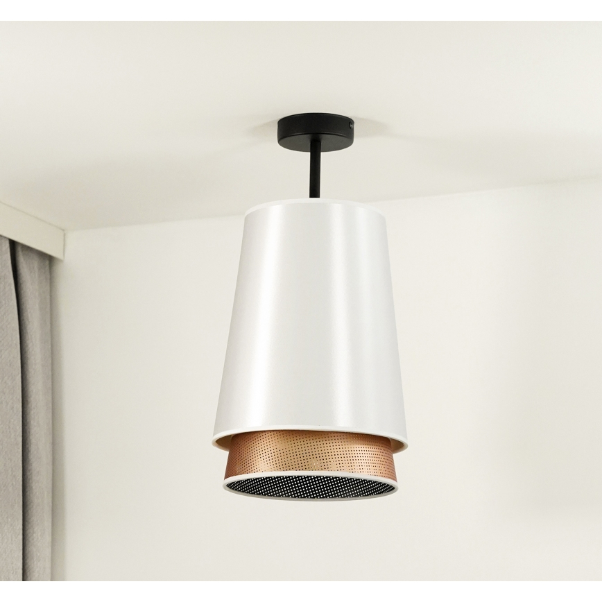 Duolla - Lampadario a plafone BELL SHINY 1xE27/15W/230V diametro 25 cm bianco/rame