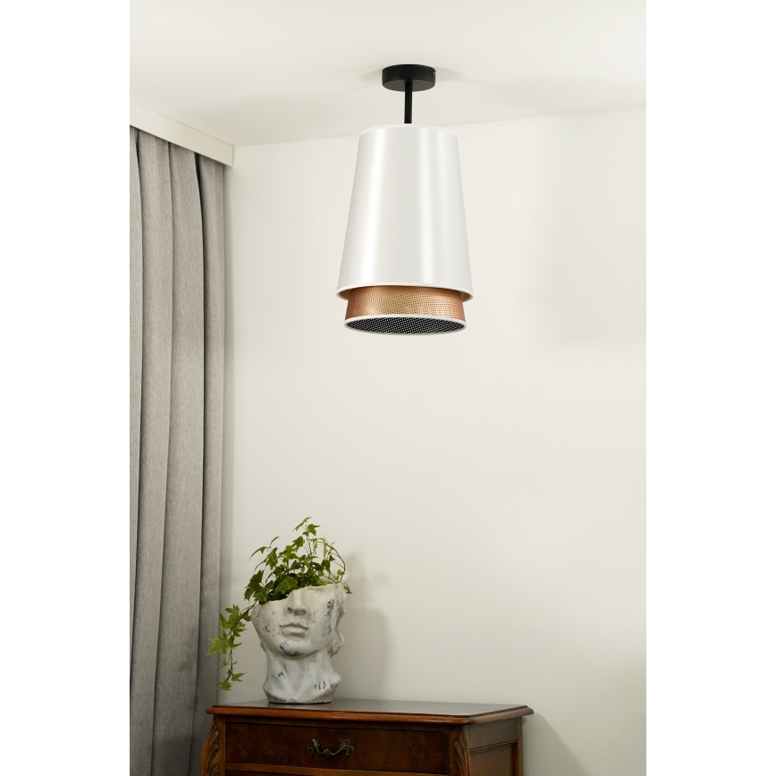 Duolla - Lampadario a plafone BELL SHINY 1xE27/15W/230V diametro 25 cm bianco/rame