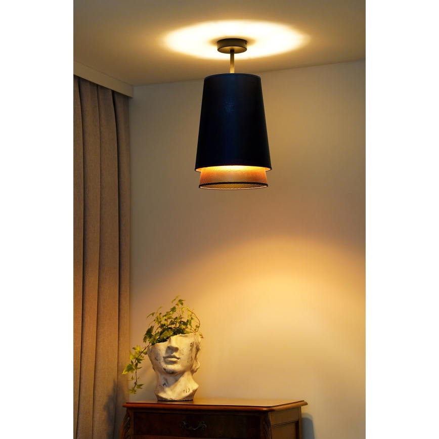 Duolla - Lampadario a plafone BELL SHINY 1xE27/15W/230V diametro 25 cm blu/rame