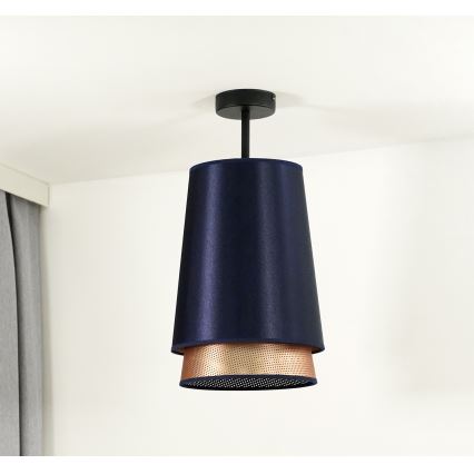 Duolla - Lampadario a plafone BELL SHINY 1xE27/15W/230V diametro 25 cm blu/rame