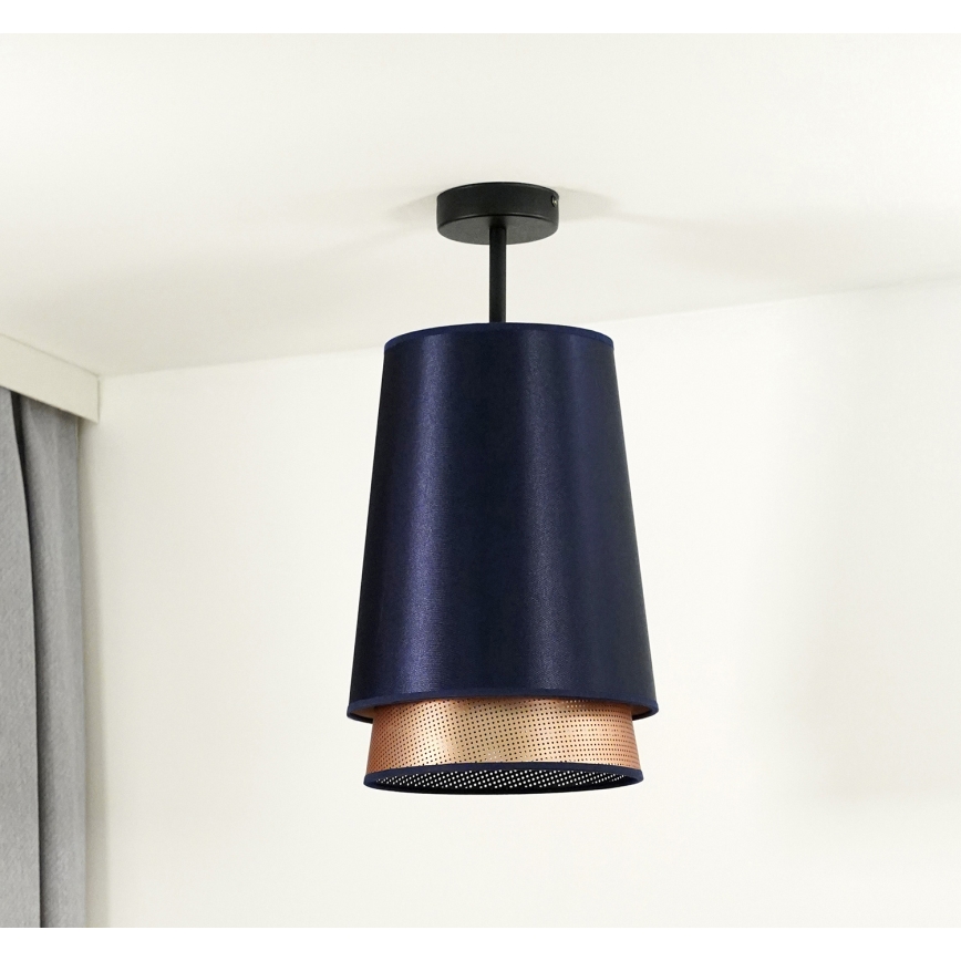 Duolla - Lampadario a plafone BELL SHINY 1xE27/15W/230V diametro 25 cm blu/rame