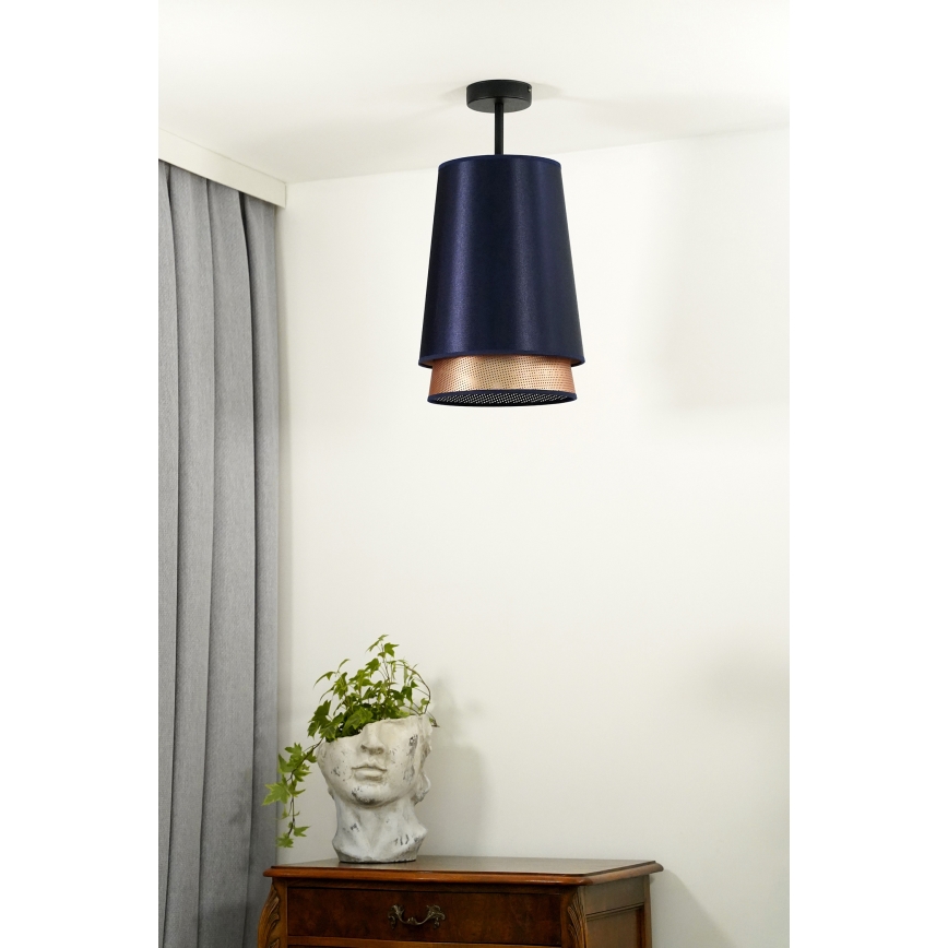 Duolla - Lampadario a plafone BELL SHINY 1xE27/15W/230V diametro 25 cm blu/rame