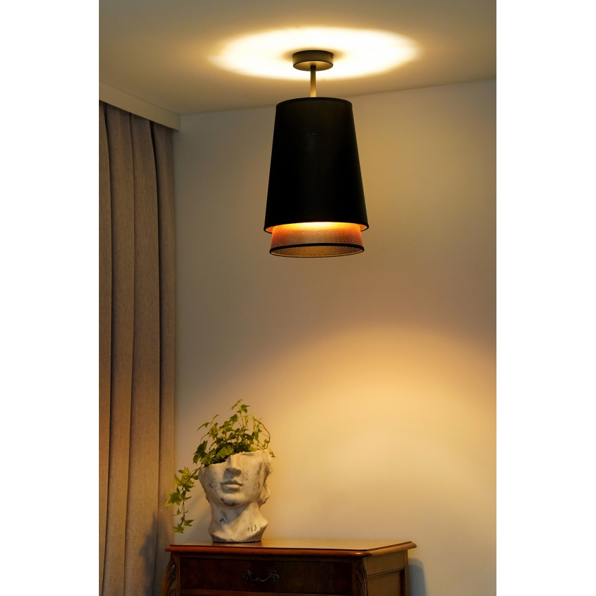 Duolla - Lampadario a plafone BELL SHINY 1xE27/15W/230V diametro 25 cm nero/rame