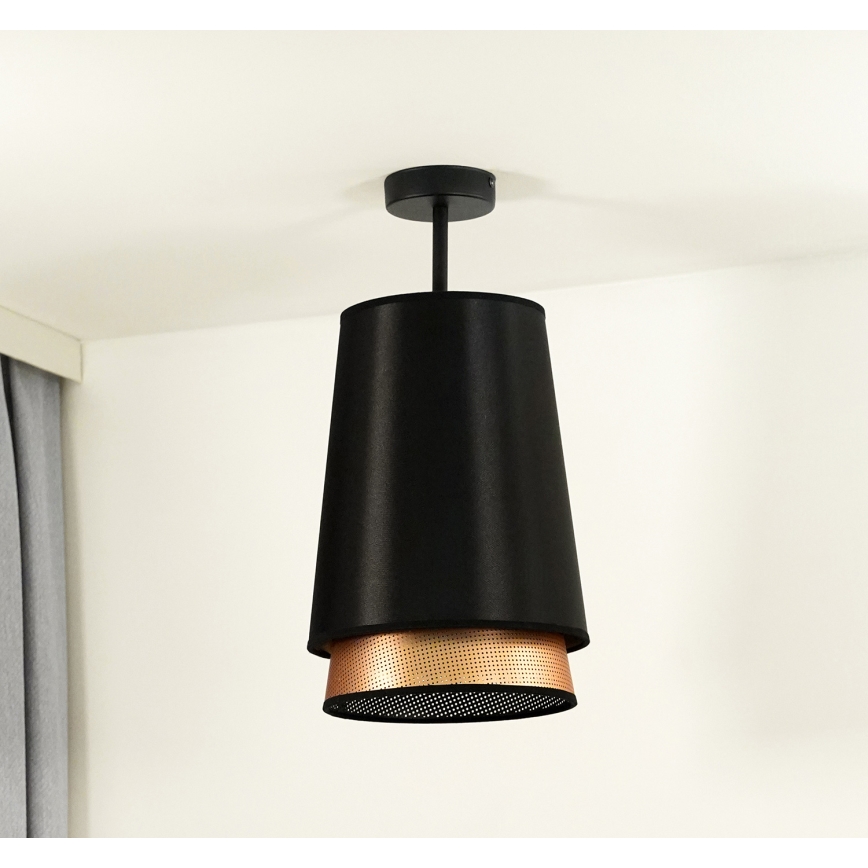 Duolla - Lampadario a plafone BELL SHINY 1xE27/15W/230V diametro 25 cm nero/rame