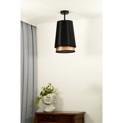 Duolla - Lampadario a plafone BELL SHINY 1xE27/15W/230V diametro 25 cm nero/rame