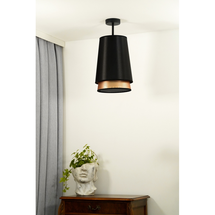 Duolla - Lampadario a plafone BELL SHINY 1xE27/15W/230V diametro 25 cm nero/rame