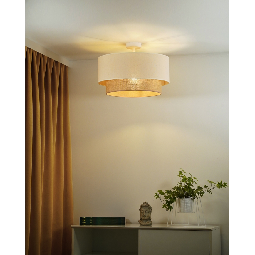 Duolla - Lampadario a plafone BOHO 1xE27/15W/230V diametro 45 cm color crema/marrone