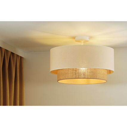 Duolla - Lampadario a plafone BOHO 1xE27/15W/230V diametro 45 cm color crema/marrone