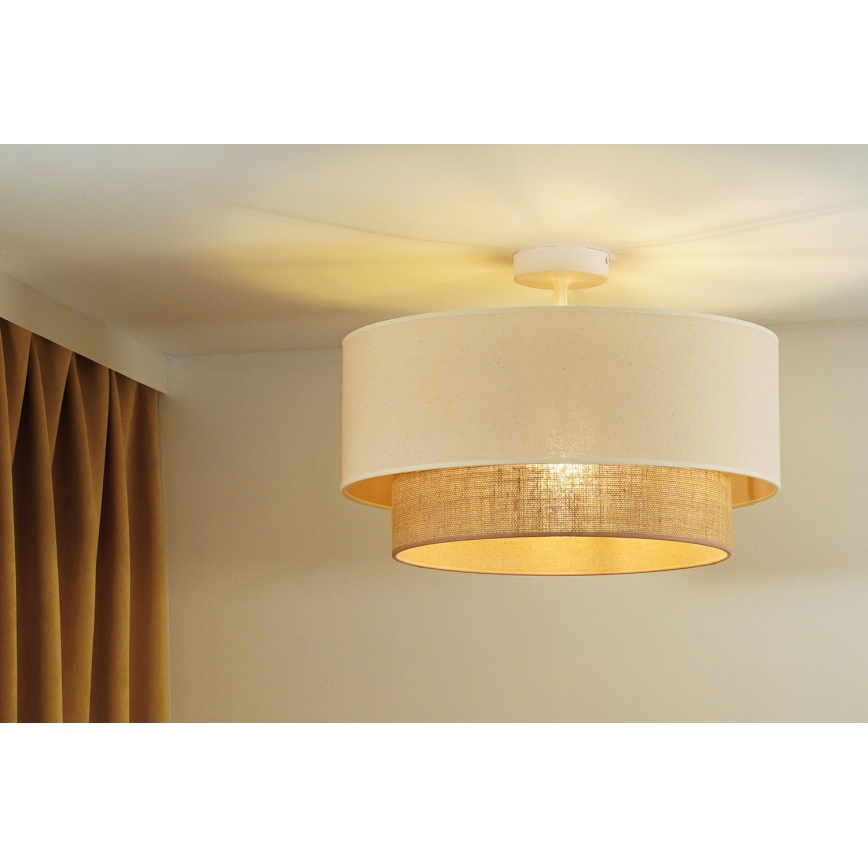 Duolla - Lampadario a plafone BOHO 1xE27/15W/230V diametro 45 cm color crema/marrone