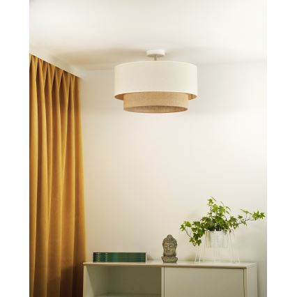 Duolla - Lampadario a plafone BOHO 1xE27/15W/230V diametro 45 cm color crema/marrone