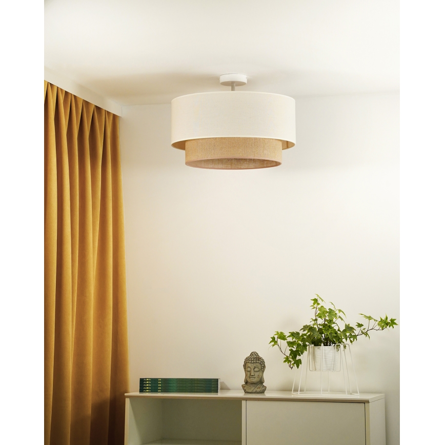 Duolla - Lampadario a plafone BOHO 1xE27/15W/230V diametro 45 cm color crema/marrone