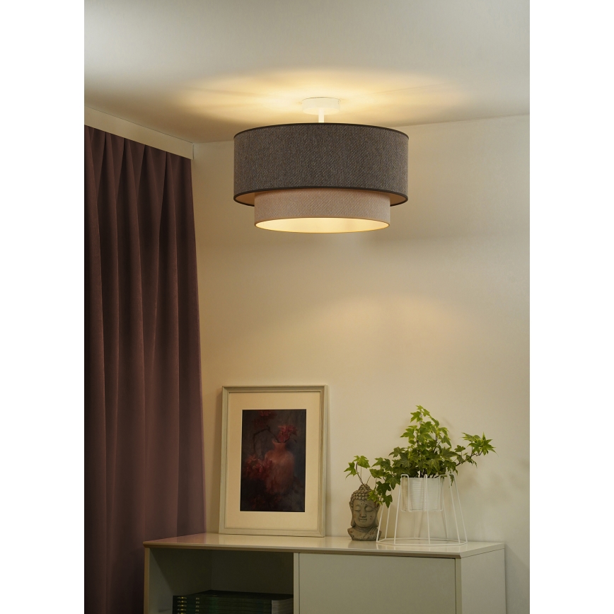 Duolla - Lampadario a plafone BOHO ECO RECYCLING 1xE27/15W/230V diametro 45 cm marrone/color crema