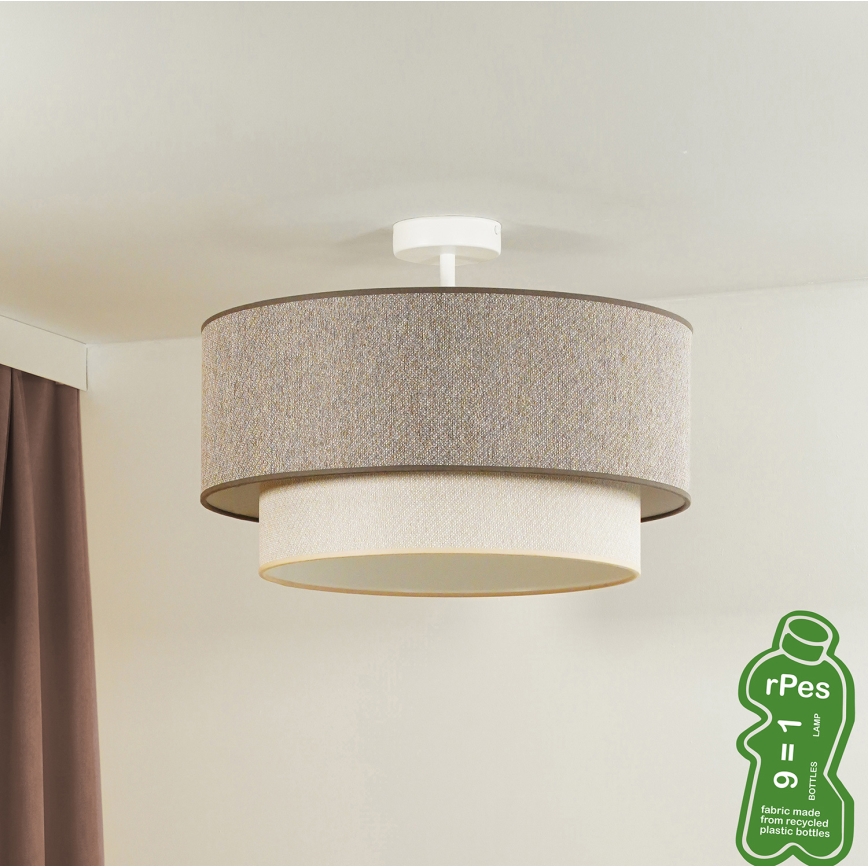 Duolla - Lampadario a plafone BOHO ECO RECYCLING 1xE27/15W/230V diametro 45 cm marrone/color crema