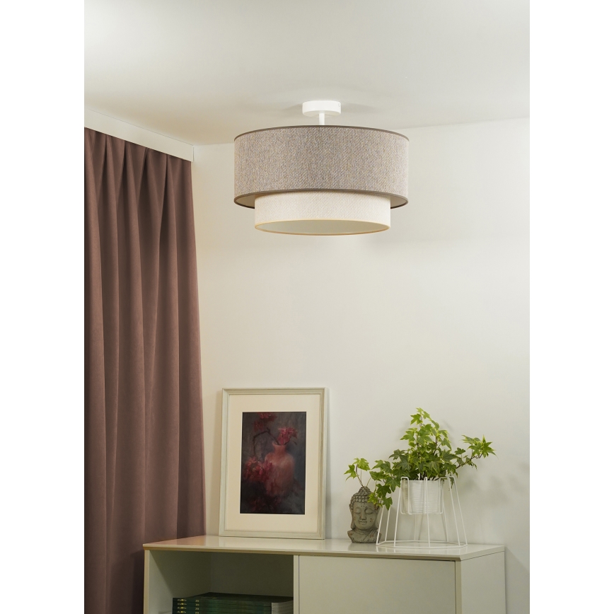 Duolla - Lampadario a plafone BOHO ECO RECYCLING 1xE27/15W/230V diametro 45 cm marrone/color crema