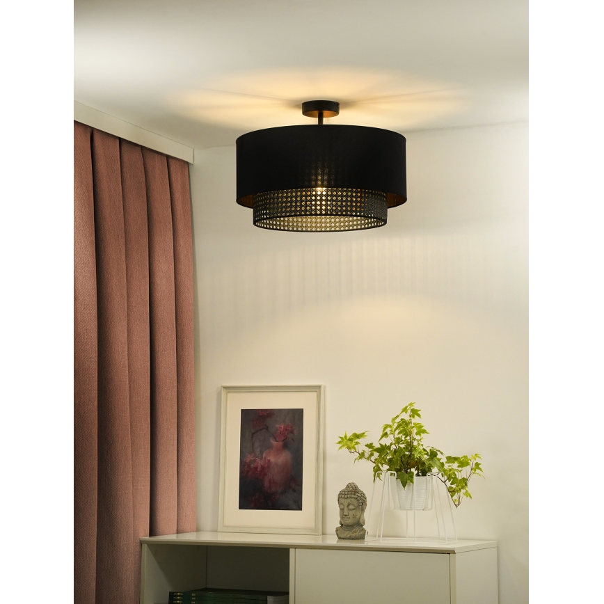 Duolla - Lampadario a plafone BOHO RATTAN 1xE27/15W/230V diametro 45 cm nero