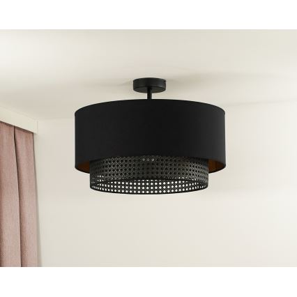 Duolla - Lampadario a plafone BOHO RATTAN 1xE27/15W/230V diametro 45 cm nero