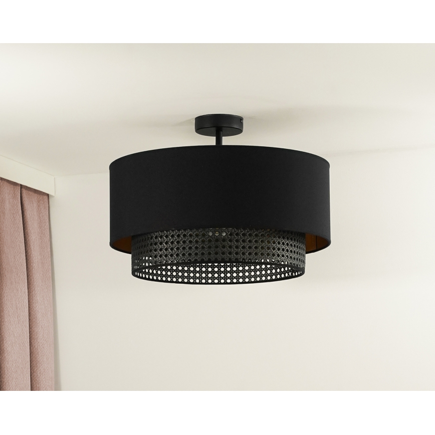 Duolla - Lampadario a plafone BOHO RATTAN 1xE27/15W/230V diametro 45 cm nero
