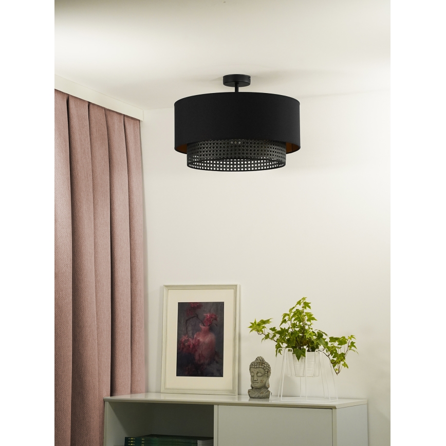 Duolla - Lampadario a plafone BOHO RATTAN 1xE27/15W/230V diametro 45 cm nero