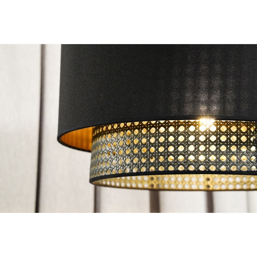 Duolla - Lampadario a plafone BOHO RATTAN 1xE27/15W/230V diametro 45 cm nero