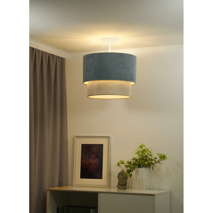 Duolla - Lampadario a plafone CORDUROY 1xE27/15W/230V diametro 40 cm blu/beige