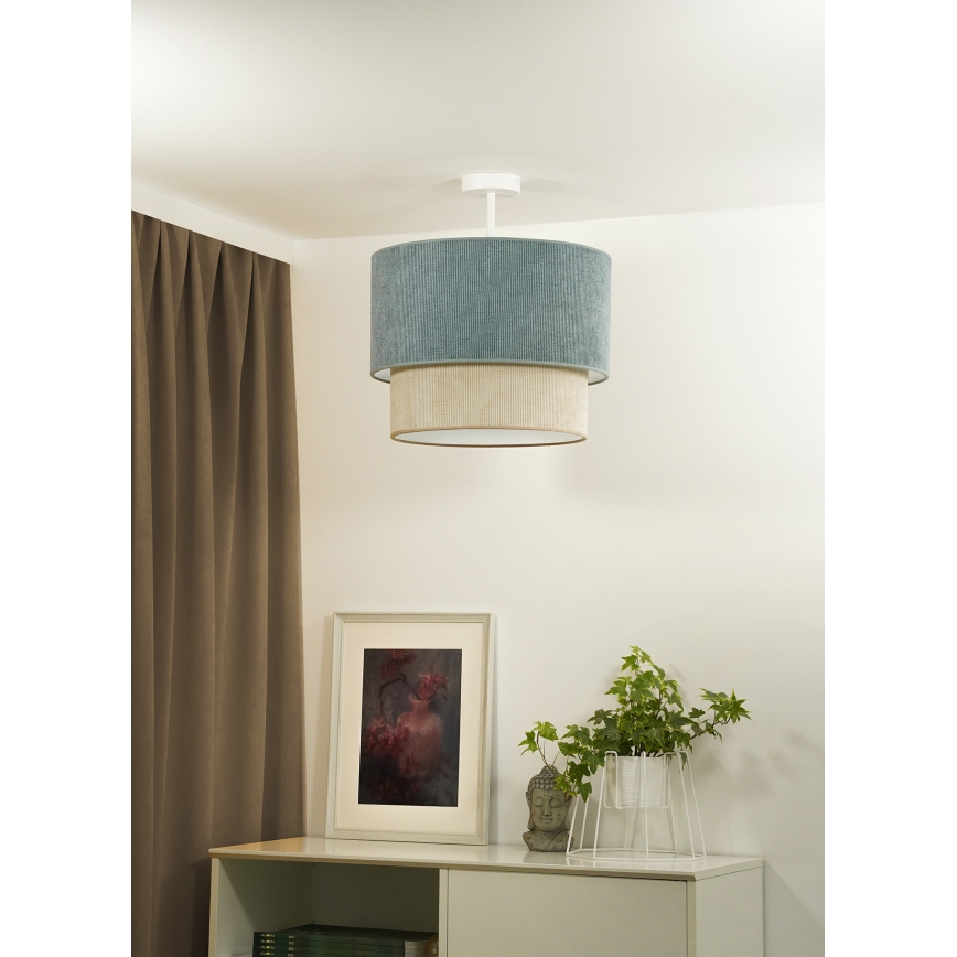 Duolla - Lampadario a plafone CORDUROY 1xE27/15W/230V diametro 40 cm blu/beige