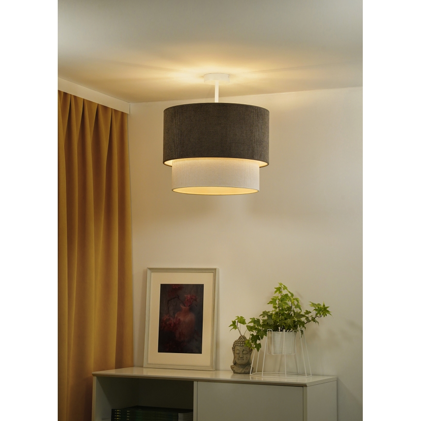 Duolla - Lampadario a plafone CORDUROY 1xE27/15W/230V diametro 40 cm marrone/color crema