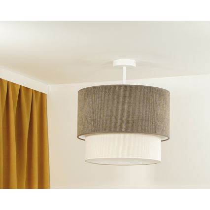 Duolla - Lampadario a plafone CORDUROY 1xE27/15W/230V diametro 40 cm marrone/color crema