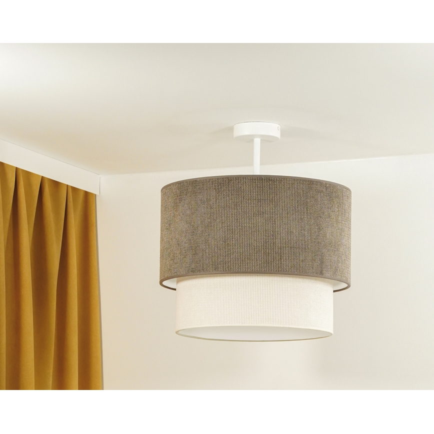 Duolla - Lampadario a plafone CORDUROY 1xE27/15W/230V diametro 40 cm marrone/color crema