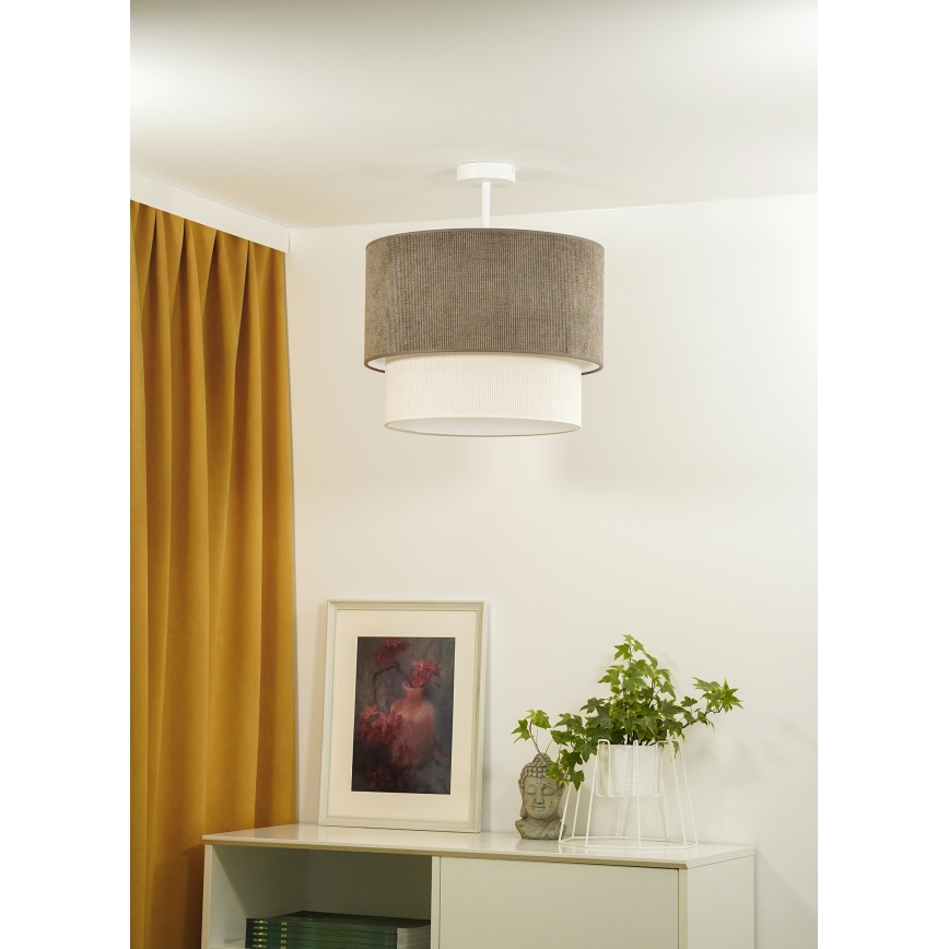 Duolla - Lampadario a plafone CORDUROY 1xE27/15W/230V diametro 40 cm marrone/color crema