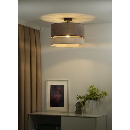 Duolla - Lampadario a plafone DOUBLE 1xE27/15W/230V diametro 40 cm marrone/grigio