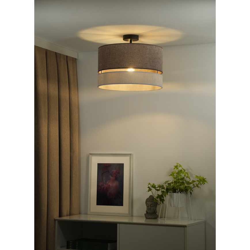 Duolla - Lampadario a plafone DOUBLE 1xE27/15W/230V diametro 40 cm marrone/grigio