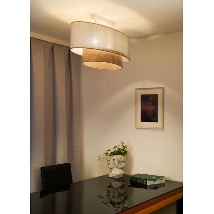 Duolla - Lampadario a plafone DOUBLE OVAL NATURE 2xE27/15W/230V color crema/beige