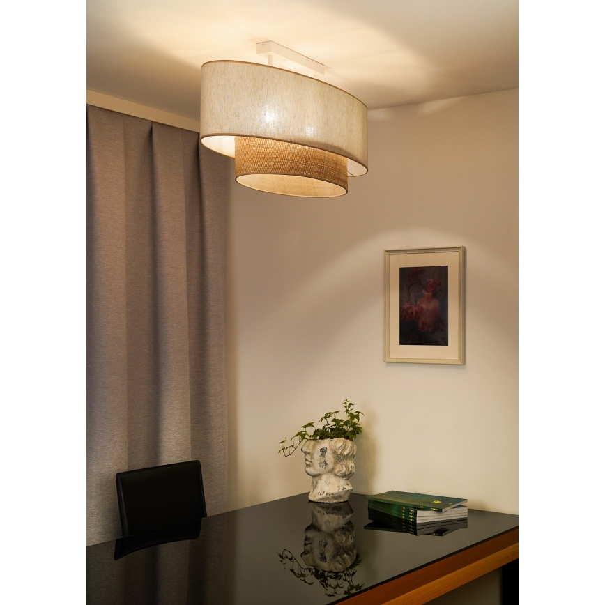 Duolla - Lampadario a plafone DOUBLE OVAL NATURE 2xE27/15W/230V color crema/beige