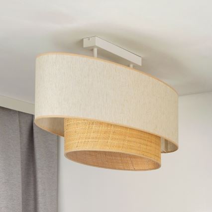 Duolla - Lampadario a plafone DOUBLE OVAL NATURE 2xE27/15W/230V color crema/beige