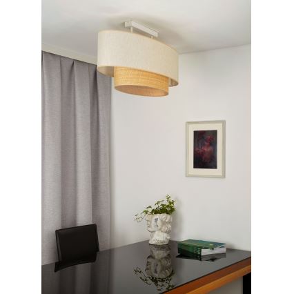 Duolla - Lampadario a plafone DOUBLE OVAL NATURE 2xE27/15W/230V color crema/beige