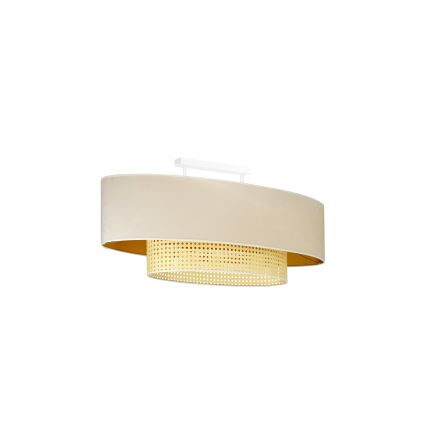 Duolla - Lampadario a plafone DOUBLE OVAL RATTAN 2xE27/15W/230V color crema/rattan