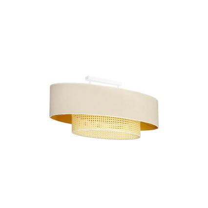 Duolla - Lampadario a plafone DOUBLE OVAL RATTAN 2xE27/15W/230V color crema/rattan