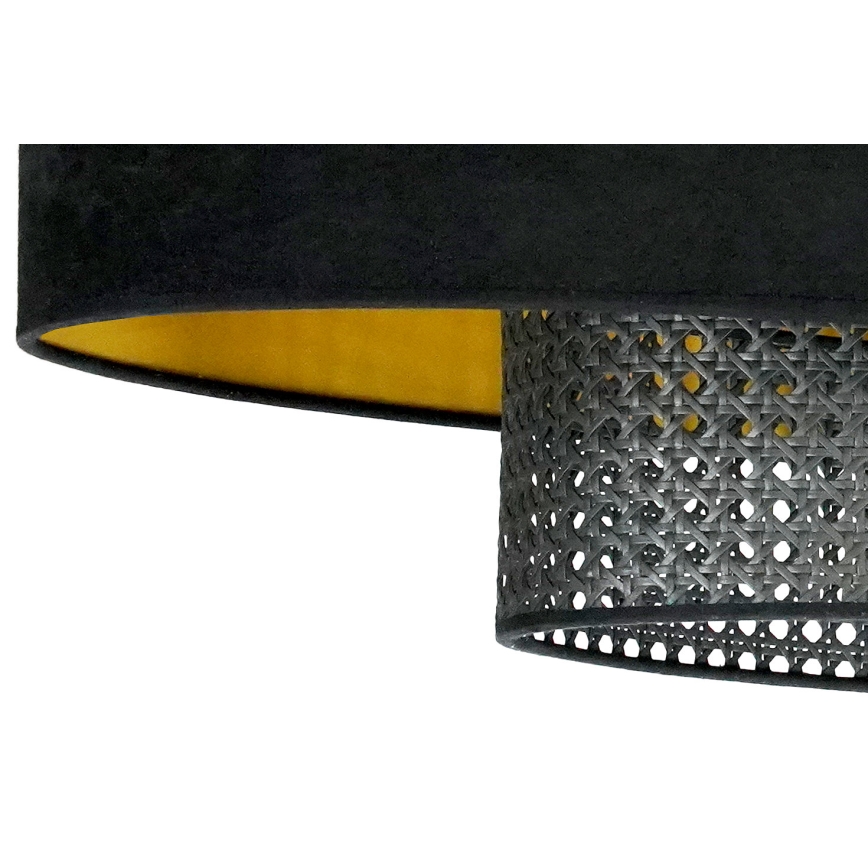 Duolla - Lampadario a plafone DOUBLE OVAL RATTAN 2xE27/15W/230V nero/rattan