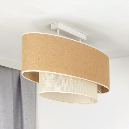 Duolla - Lampadario a plafone DOUBLE OVAL YUTE 2xE27/15W/230V marrone/color crema