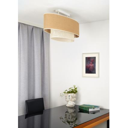 Duolla - Lampadario a plafone DOUBLE OVAL YUTE 2xE27/15W/230V marrone/color crema