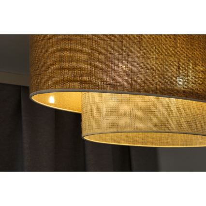 Duolla - Lampadario a plafone DOUBLE OVAL YUTE 2xE27/15W/230V marrone/color crema