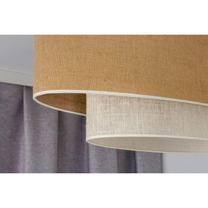 Duolla - Lampadario a plafone DOUBLE OVAL YUTE 2xE27/15W/230V marrone/color crema