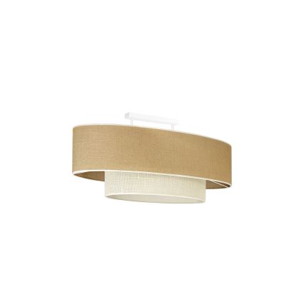 Duolla - Lampadario a plafone DOUBLE OVAL YUTE 2xE27/15W/230V marrone/color crema