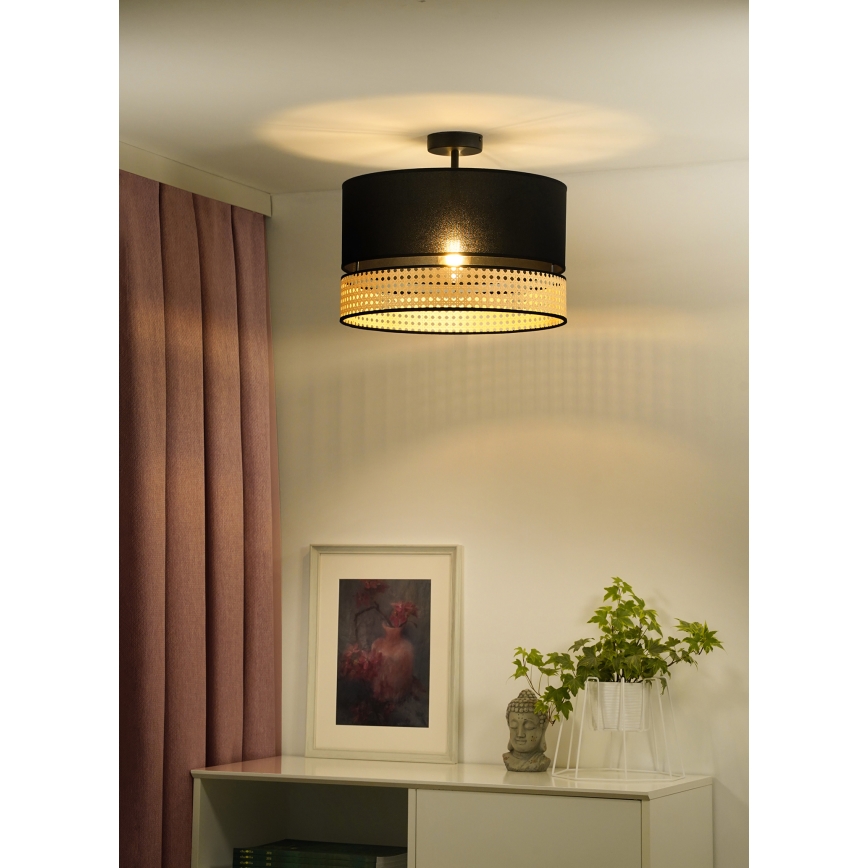 Duolla - Lampadario a plafone DOUBLE RATTAN 1xE27/15W/230V diametro 40 cm nero/beige