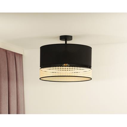 Duolla - Lampadario a plafone DOUBLE RATTAN 1xE27/15W/230V diametro 40 cm nero/beige