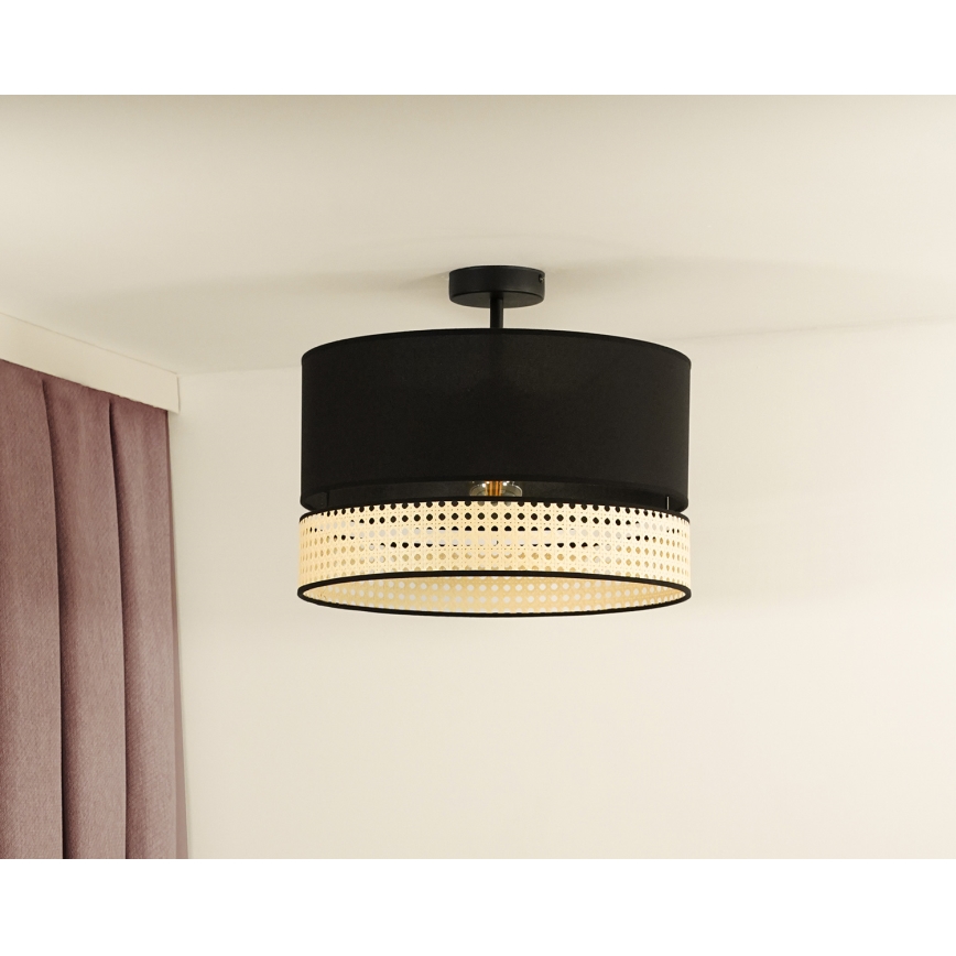 Duolla - Lampadario a plafone DOUBLE RATTAN 1xE27/15W/230V diametro 40 cm nero/beige