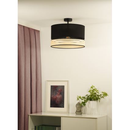 Duolla - Lampadario a plafone DOUBLE RATTAN 1xE27/15W/230V diametro 40 cm nero/beige