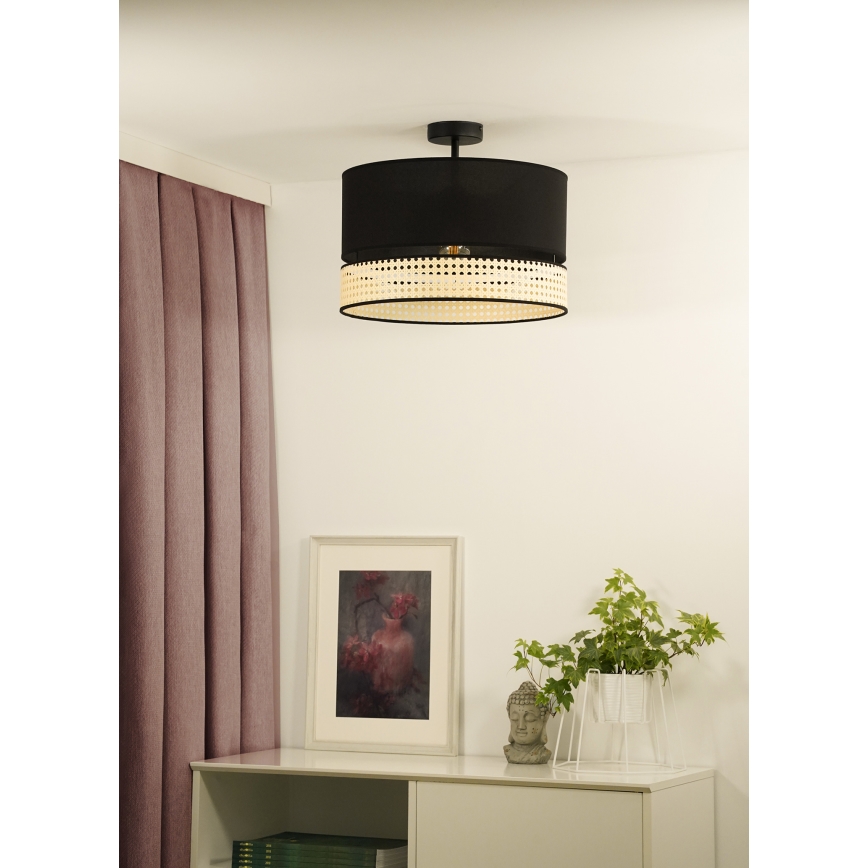 Duolla - Lampadario a plafone DOUBLE RATTAN 1xE27/15W/230V diametro 40 cm nero/beige