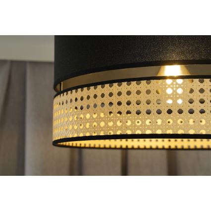 Duolla - Lampadario a plafone DOUBLE RATTAN 1xE27/15W/230V diametro 40 cm nero/beige