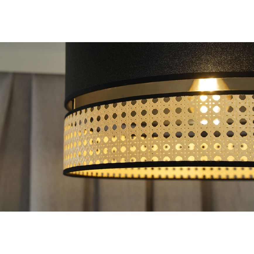 Duolla - Lampadario a plafone DOUBLE RATTAN 1xE27/15W/230V diametro 40 cm nero/beige